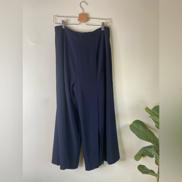 Grey Lab Wide leg Slit Pants cropped skort navy zipper high rise - Picture 6 of 6